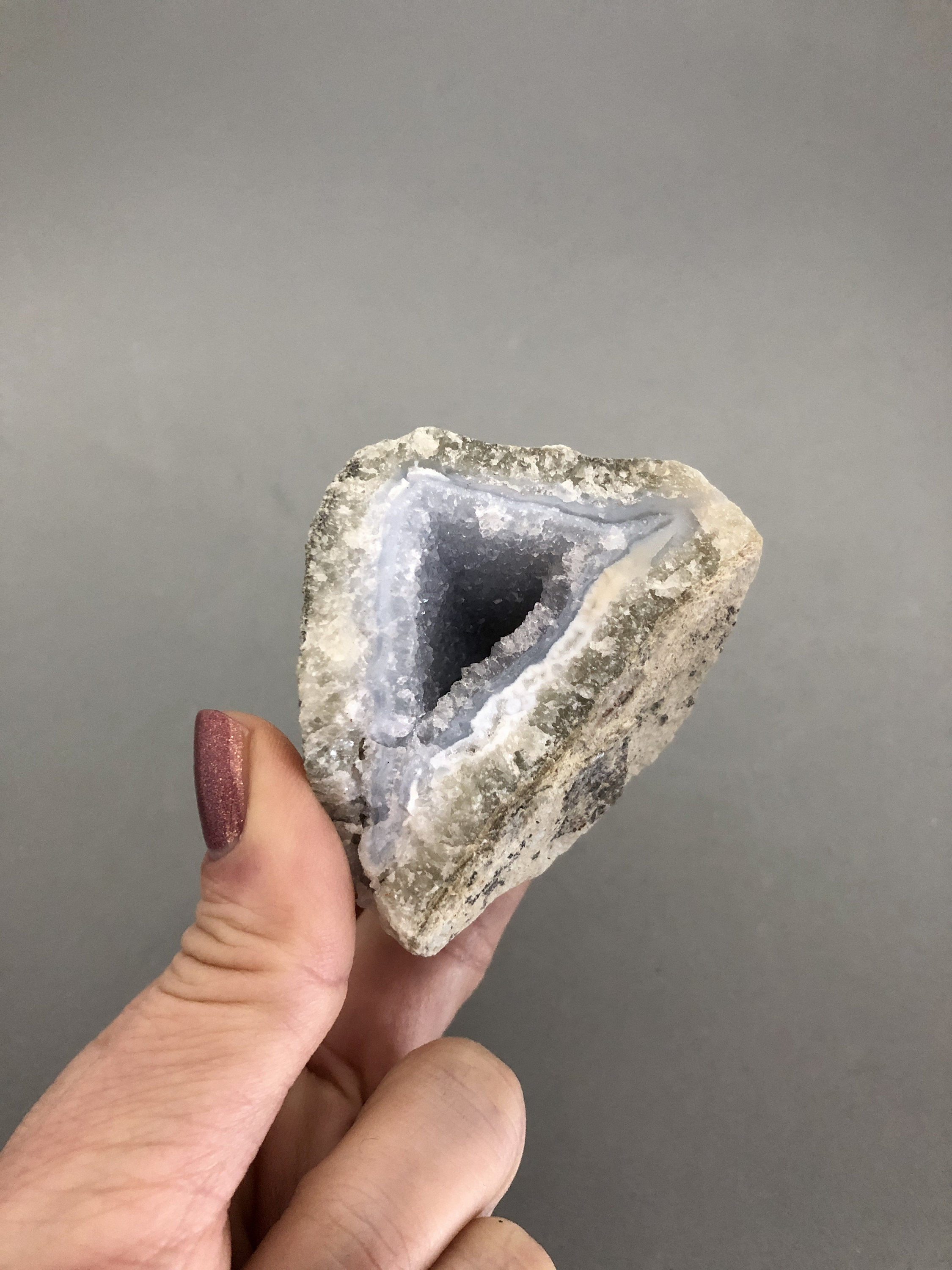 Rough Druzy Blue Lace Agate Specimen (2 5/8") For Crystal Grids, Throat Chakra, Crystal Magic, Meditation Metaphysical Crystal, Angel Stone