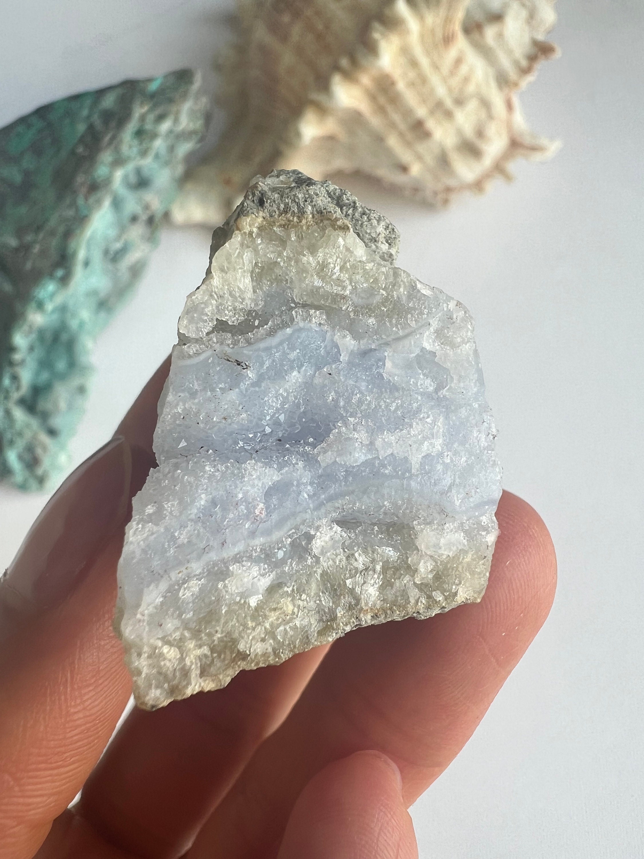 Raw Blue Lace Agate Slice, Healing Crystal