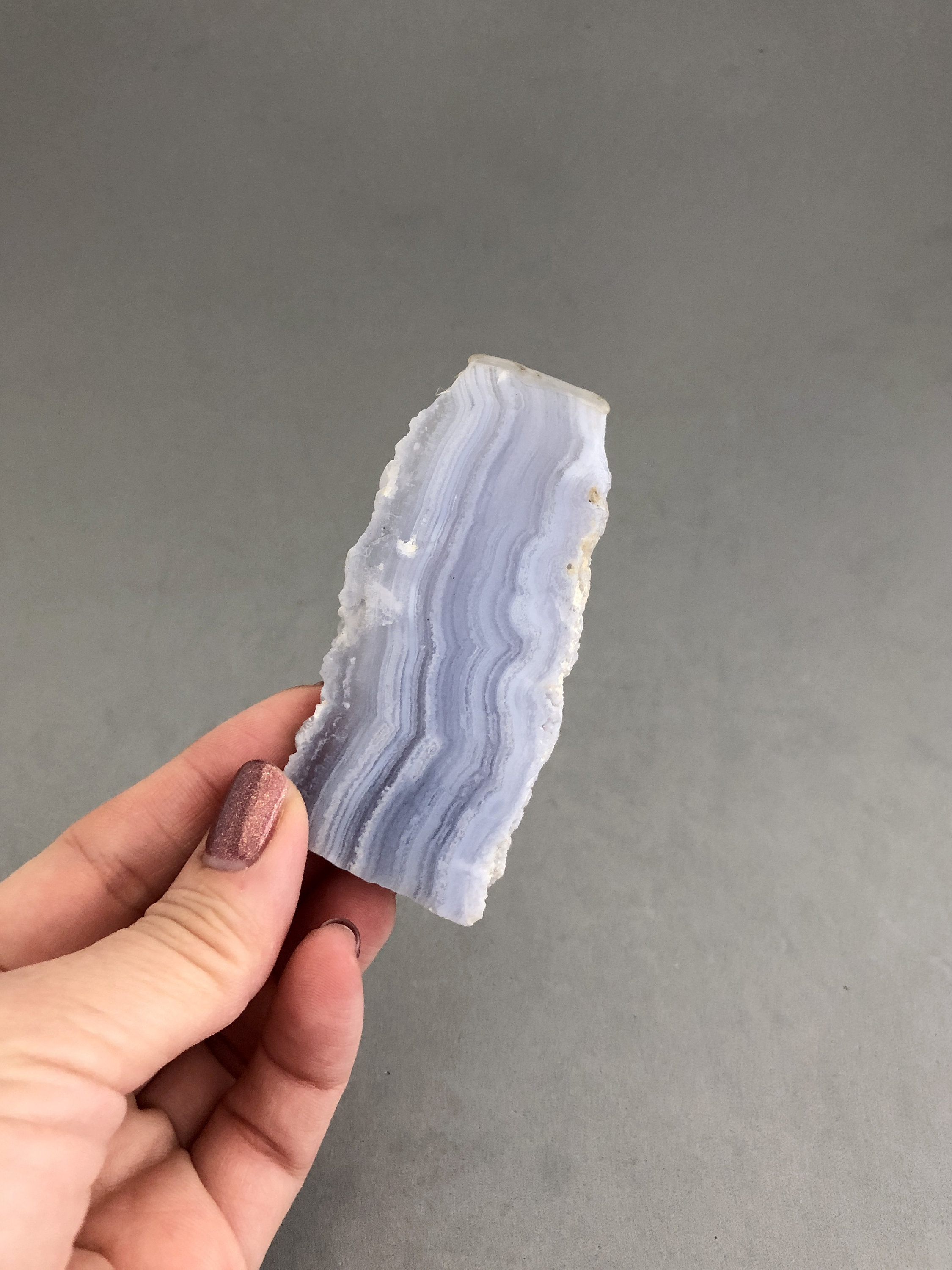 Blue Lace Agate Specimen Crystal Slab (3 3/8" Long) Metaphysical Crystal Agate Specimen Crystal Collector Agate Slice Metaphysical Crystal