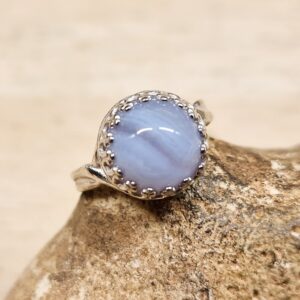 Blue Lace Agate Ring. 925 Sterling Silver. Reiki Jewelry. Women's Adjustable Ring Uk. Pisces Jewelry. Round 10mm Stone Blue Lace Agate Ring. 925 Sterling Silver. Reiki Jewelry. Women's Adjustable Ring Uk. Pisces Jewelry. Round 10mm Stone
