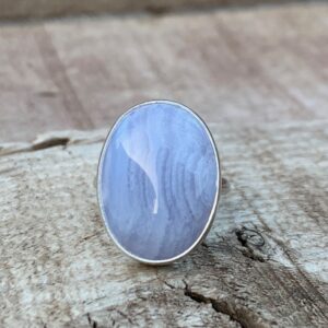 Elegant Oval Lilac Agate Sterling Silver Statement Ring , Agate Ring , Purple Gemstone Ring , Blue Lace Agate Ring , Made To Order