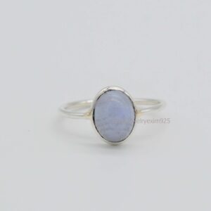 Handmade Blue Lace Agate Ring: Oval Sterling Silver Promise Ring