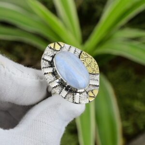 Handmade Pear Blue Lace Agate Ring: 925 Sterling Silver Adjustable Band Handmade Pear Blue Lace Agate Ring: 925 Sterling Silver Adjustable Band