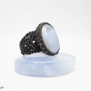 Blue Lace Agate Macrame Ring: Healing Stone Jewelry Blue Lace Agate Macrame Ring: Healing Stone Jewelry