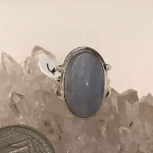 Oval Blue Lace Agate Ring Size 6