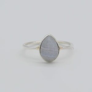 Pear Blue Lace Agate Ring: 925 Sterling Silver Dainty Handmade Ring Pear Blue Lace Agate Ring: 925 Sterling Silver Dainty Handmade Ring