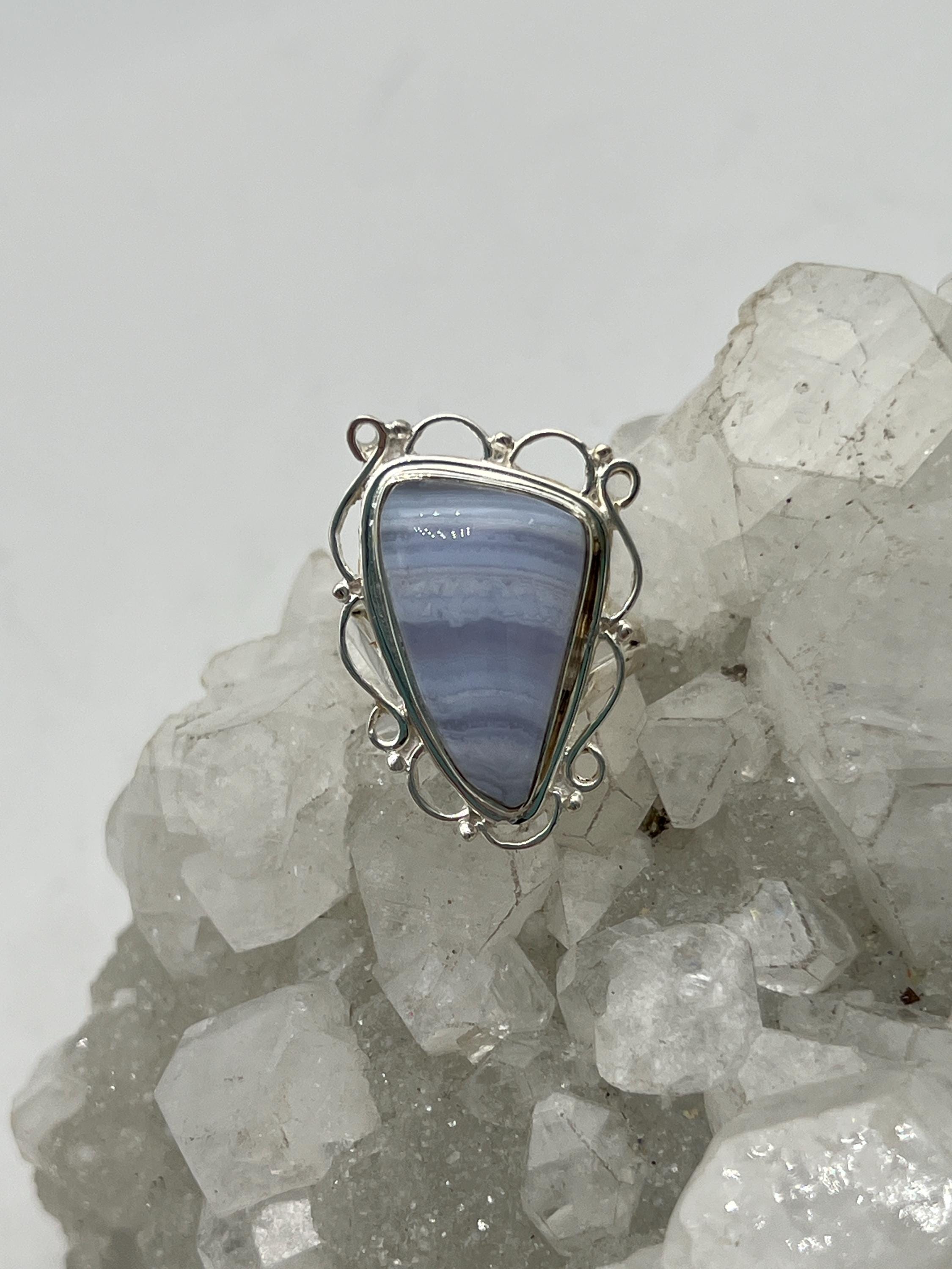 Blue Lace Agate Ring, Size 7
