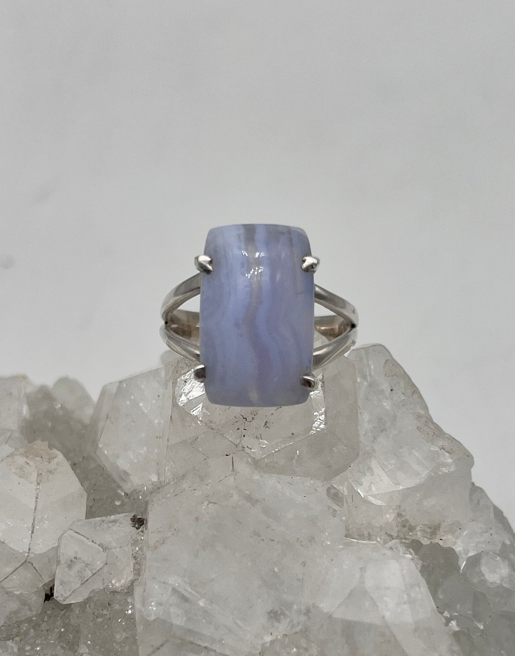 Blue Lace Agate Ring, Size 8 1/4