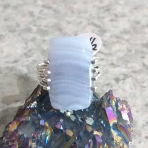 Blue Lace Agate Ring Size 8 1/2