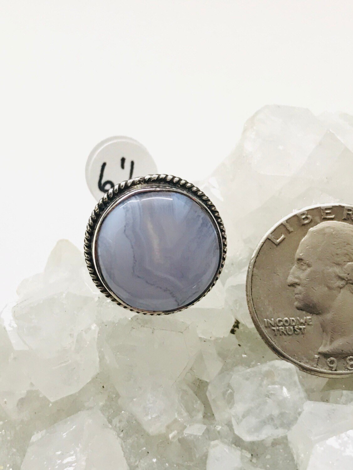 Blue Lace Agate Ring Size 6 1/2