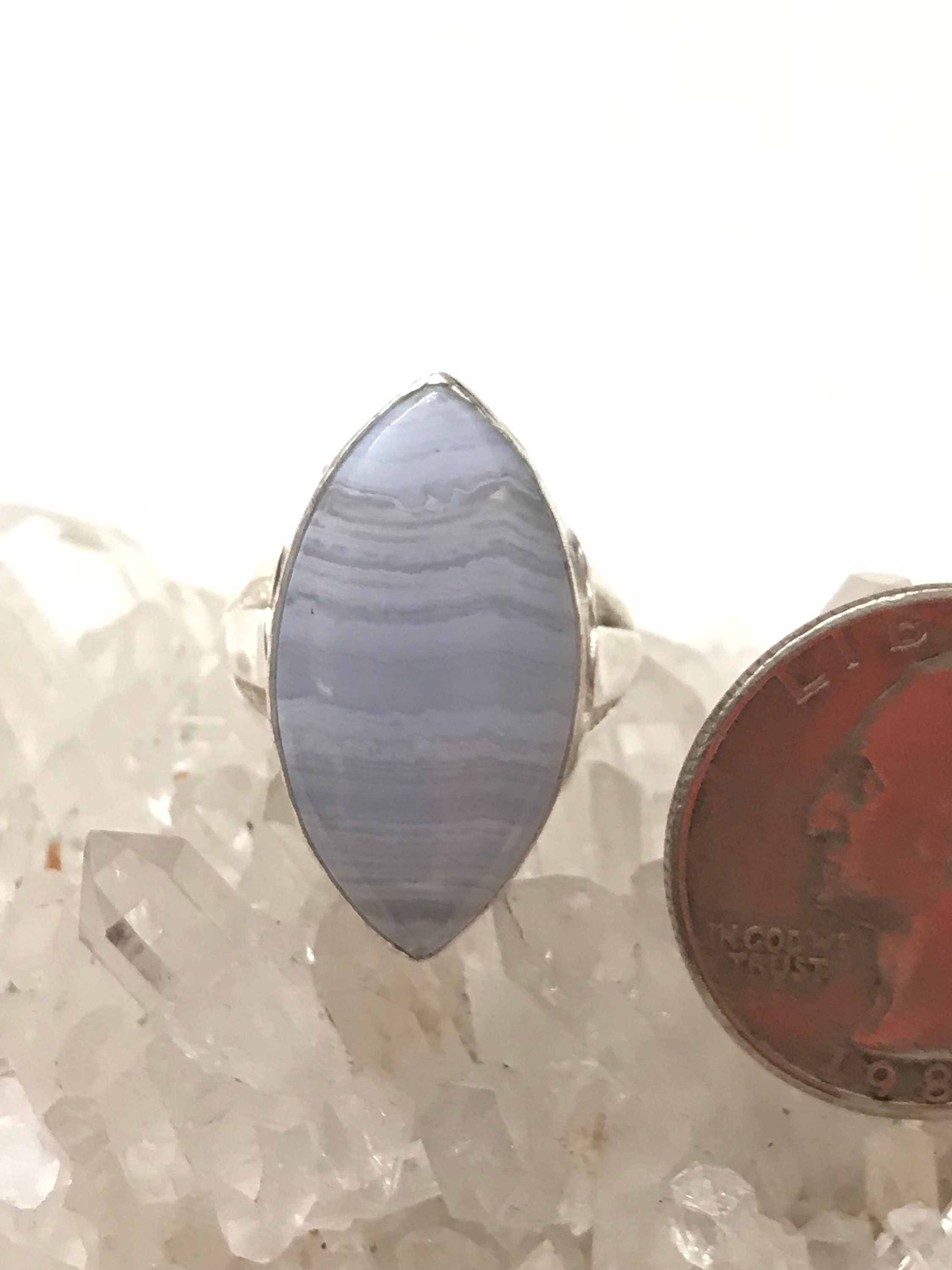 Blue Lace Agate Ring Size 5 1/2