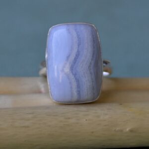 Blue Lace Agate Ring: Sterling Silver Artisan Gemstone