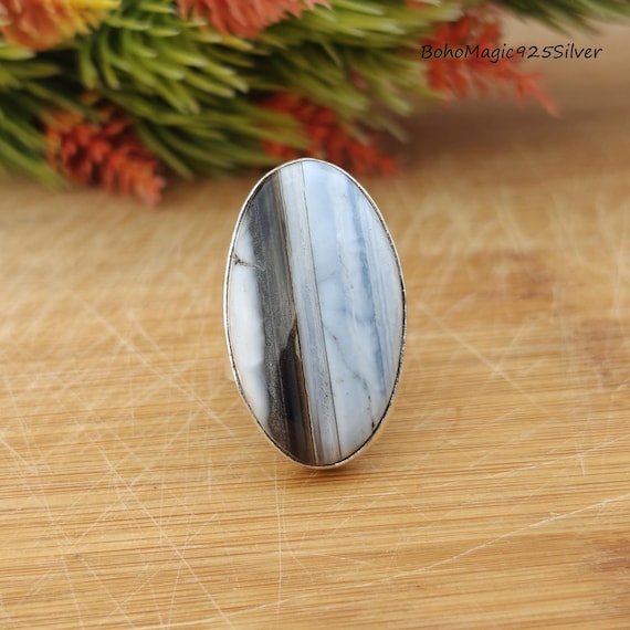 Blue Lace Agate Sterling Silver Ring: Handmade Gemstone Jewelry