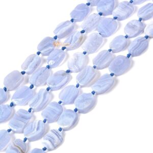 02103 Natural Blue Lace Agate Flat Freeform Rounded Rectangle Oval Loose Beads Diy Jewelry Making