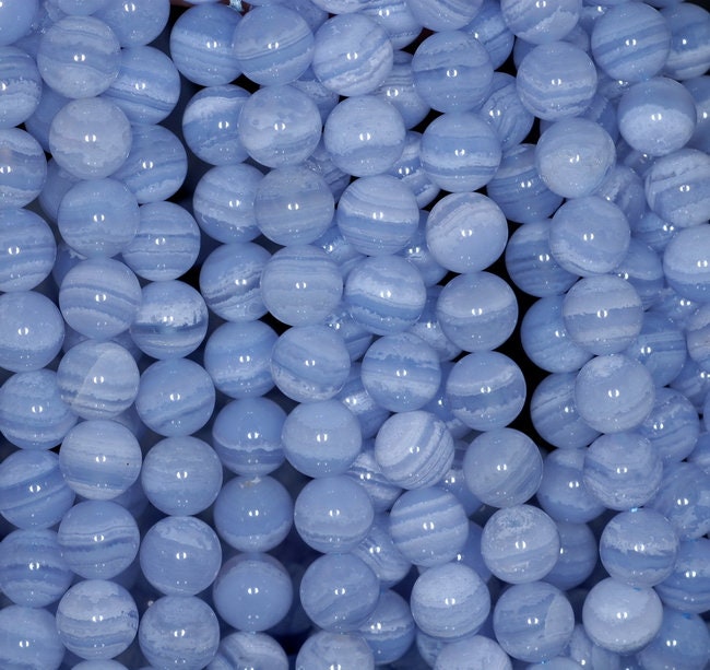 10mm, Aaa, Chalcedony Blue Lace Agate Gemstone, Blue, Round 10mm Loose Beads 16 Inch Full Strand (90106924-166)