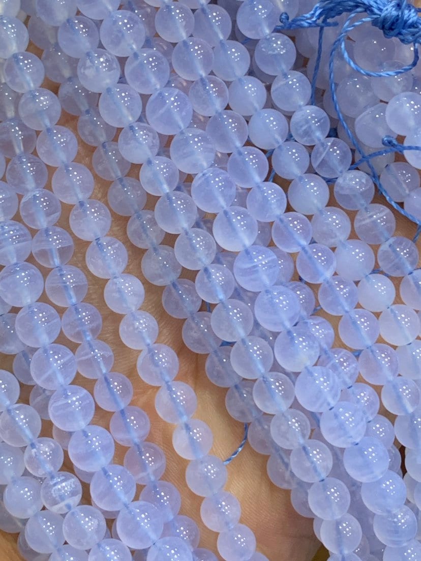 16 Inches Top Quality- Blue Lace Agate Smooth Round Gemstone Beads, Jewelry Making Beads, Wholesale Beads, Craft Beads, Fancy Shape Bead