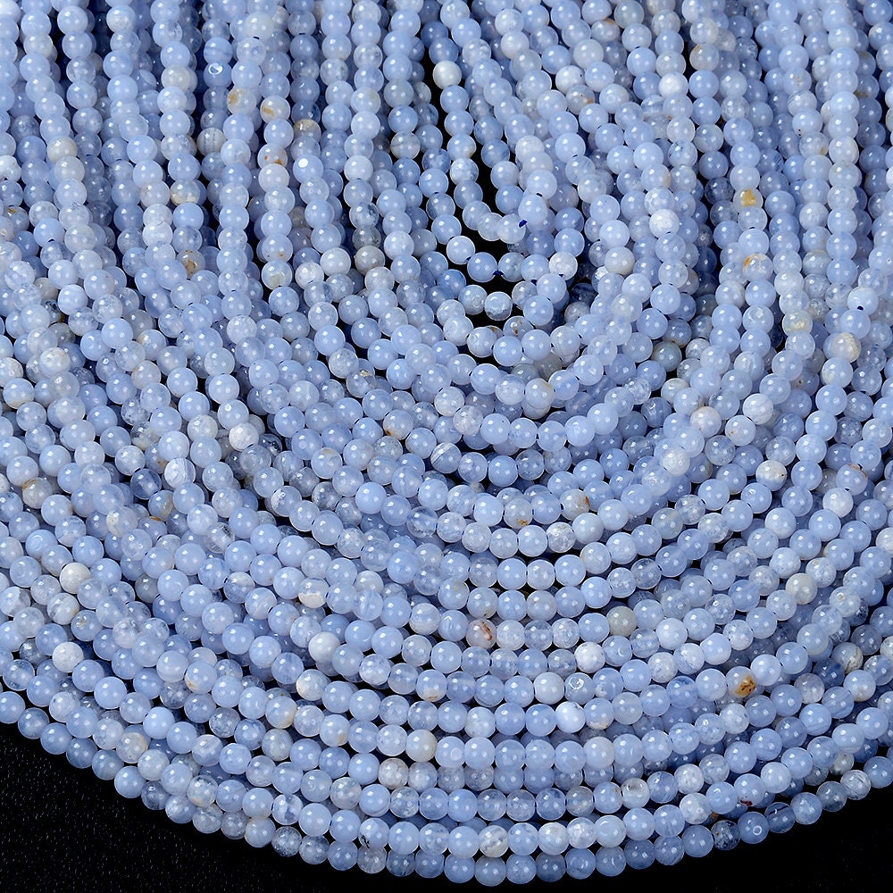 2mm Natural Blue Lace Agate Gemstone Round Beads 15 Inch Full Strand Bulk Lot 1,2,6,12 And 50 (80020525-p47)