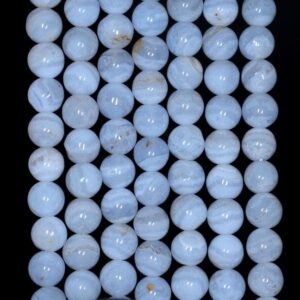 6mm Chalcedony Blue Lace Agate Gemstone Aa Blue Round 6mm Loose Beads (259)