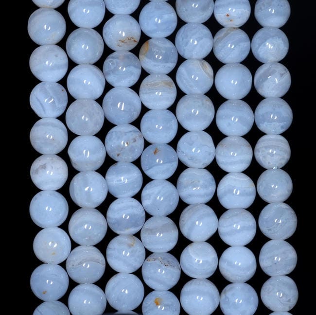 6mm Chalcedony Blue Lace Agate Gemstone Aa Blue Round 6mm Loose Beads (259)
