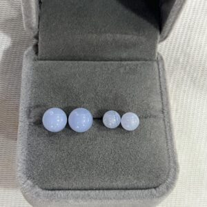 Blue Lace Agate 6mm - 8mm Round Genuine Gemstone Stud Earrings With 925 Sterling Silver Accessory (Butterfly Earnuts)---1 Pair (2pcs)