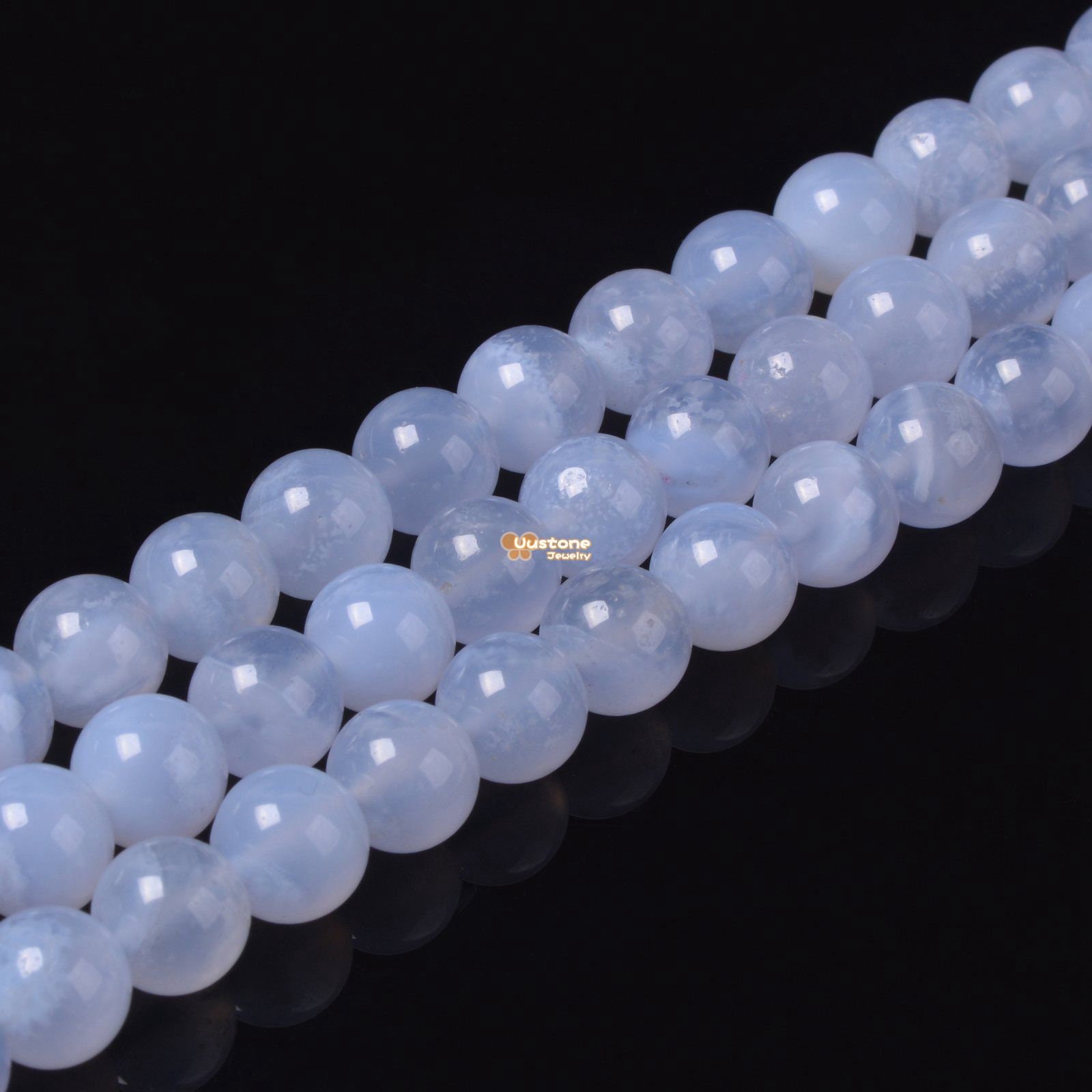 8mm Blue Lace Agate Round Ball Loose Gemstone Beads 16"