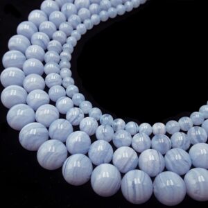 AAA Natural Blue Lace Agate Smooth Round Beads 4mm 6mm 8mm 10mm 12mm 15.5" Strnd AAA Natural Blue Lace Agate Smooth Round Beads 4mm 6mm 8mm 10mm 12mm 15.5" Strnd