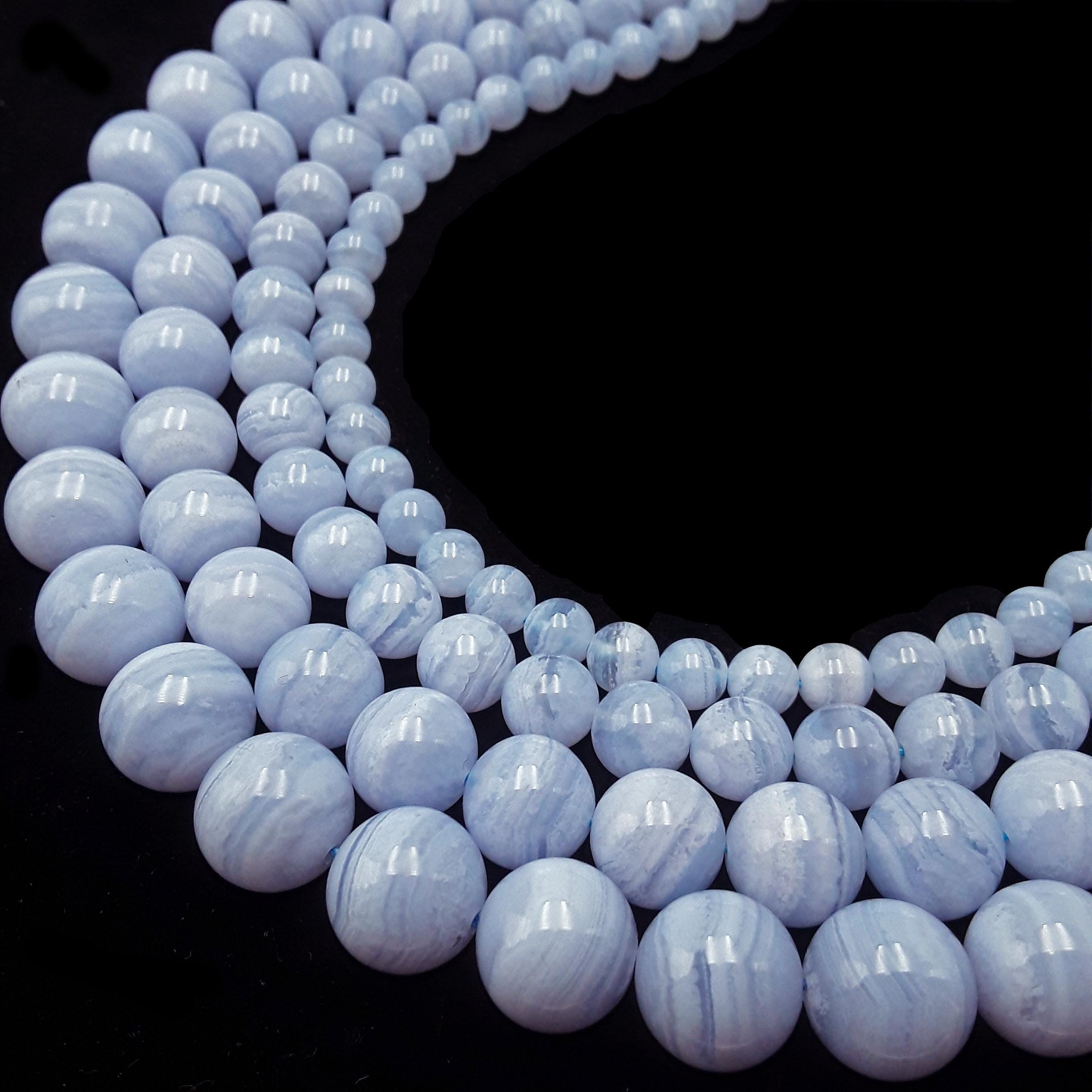 Aaa Natural Blue Lace Agate Smooth Round Beads 4mm 6mm 8mm 10mm 12mm 15.5" Strnd