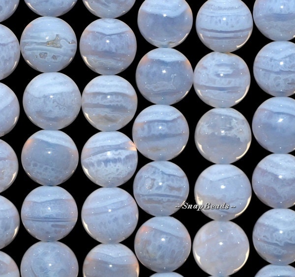 Chalcedony Blue Lace Agate Gemstone Round 8-9mm Loose Beads (166)