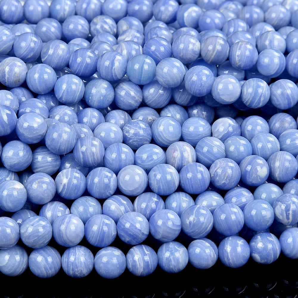 Blue Lace Agate Gemstone Round 6mm 8mm Loose Beads (d517)