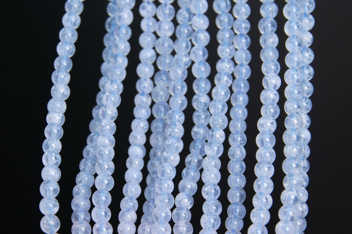 Genuine Natural Transparent Snowflake Blue Lace Agate Loose Beads Brazil Grade Aa Round Shape 4mm