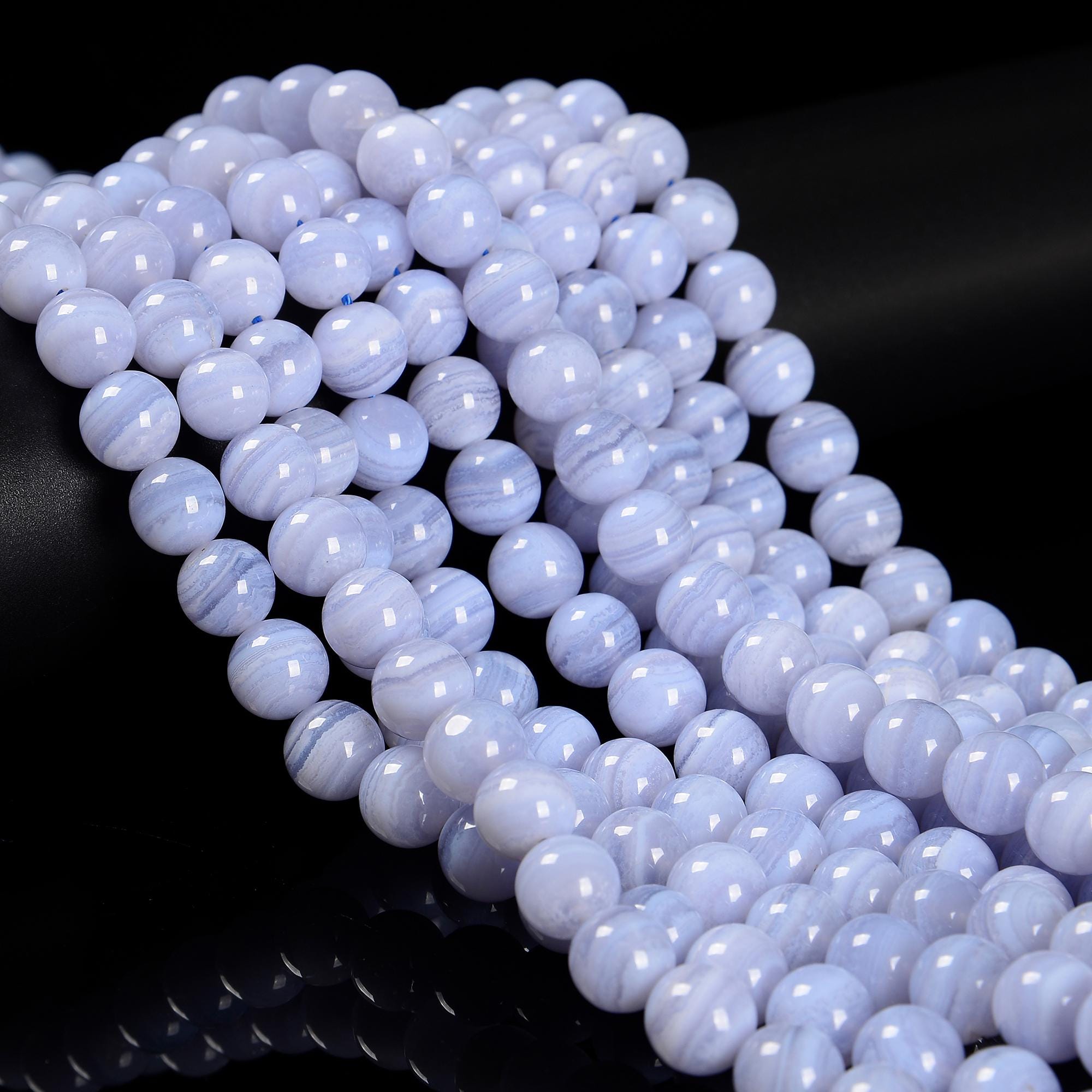 High Quality Blue Lace Agate Smooth Round Beads Size 10mm 12mm 15.5'' Strand High Quality Blue Lace Agate Smooth Round Beads Size 10mm 12mm 15.5'' Strand