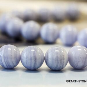 Blue Lace Agate 16mm Round Beads 16" Strand 145-1224 A+