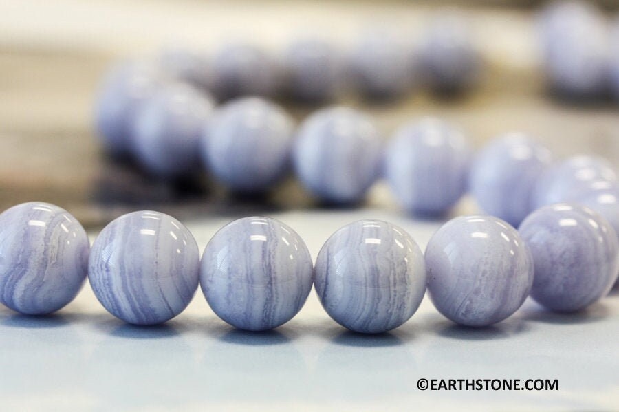 Blue Lace Agate 16mm Round Beads 16" Strand 145-1224 A+ Blue Lace Agate 16mm Round Beads 16" Strand 145-1224 A+