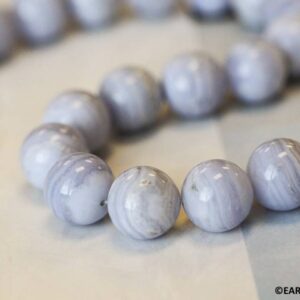 L/ Blue Lace Agate 16mm Round Beads 16" Strand Natural Gemstone For Jewelry Making 145-1144 A-