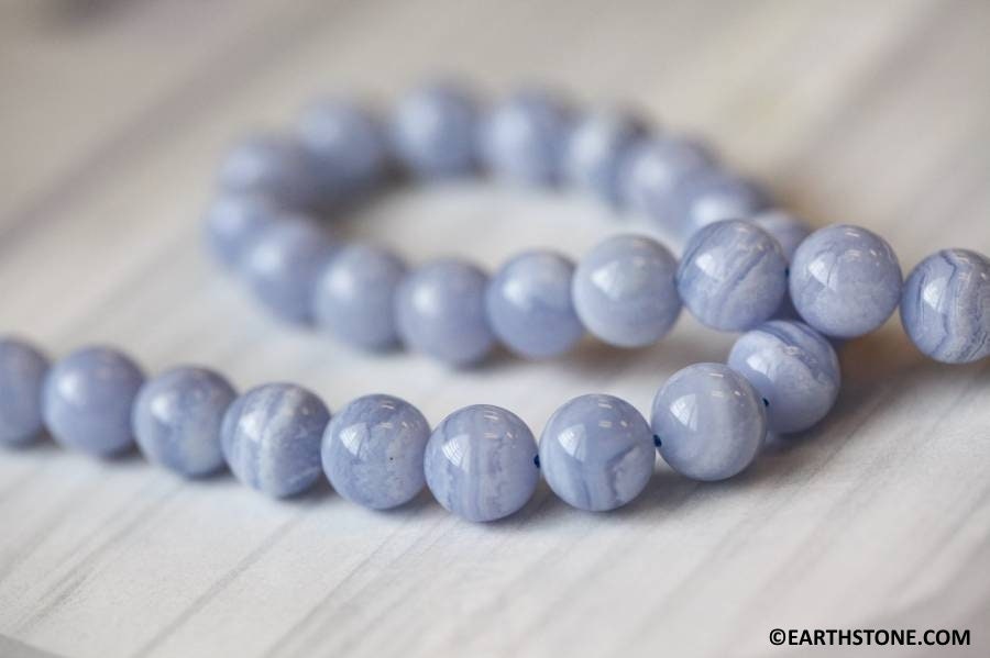 M/ Blue Lace Agate 10mm Round Beads 16" Strand Natural Agate Gemstone Beads Aa For Jewelry Making
