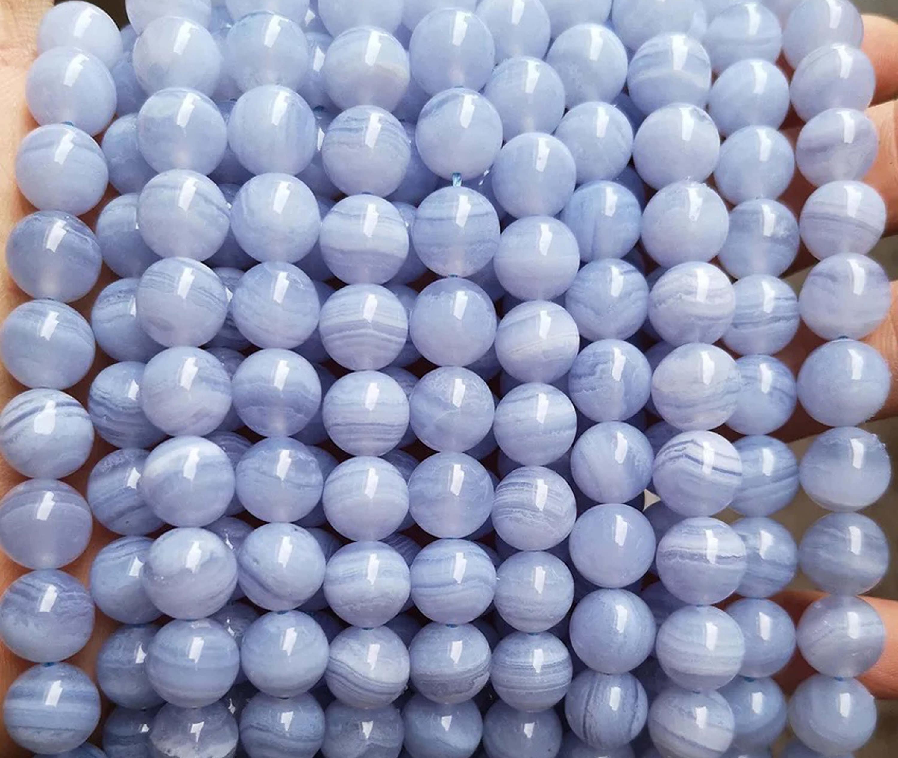 Natural Aaaaa Blue Lace Agate Smooth Round Beads,4mm 6mm 8mm 10mm 12mm Blue Lace Agate Beads Wholesale Supply,one Strand 15"