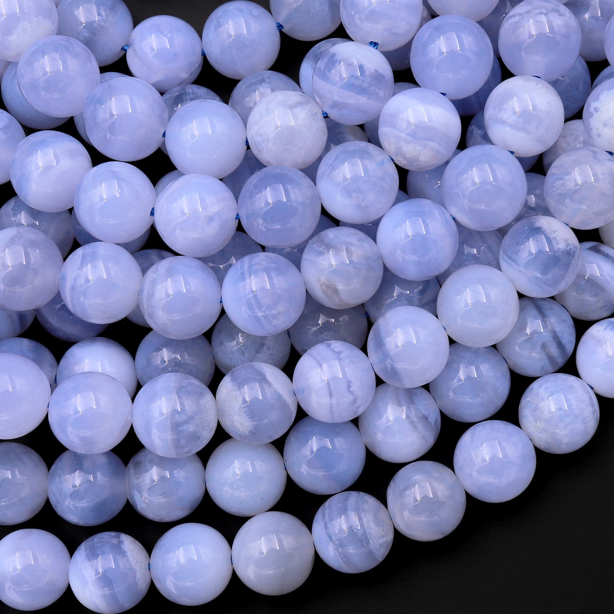 Natural Blue Lace Agate Beads 3mm 4mm 6mm 8mm 10mm Round Beads 15.5" Strand
