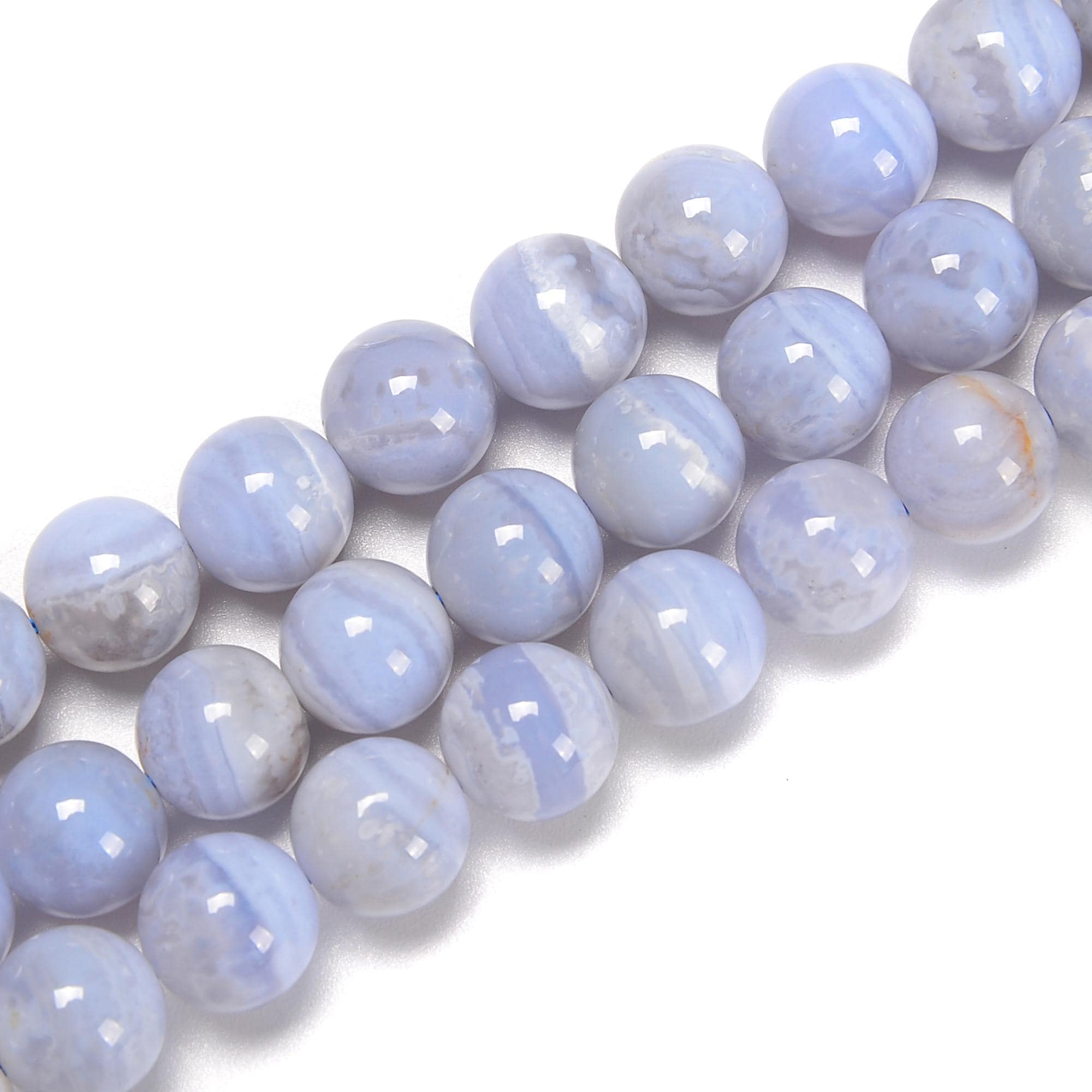 Natural Blue Lace Agate Smooth Round Beads Size 5mm 6mm 8mm 15.5" Strand