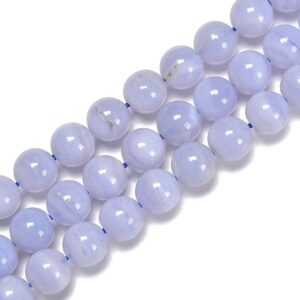 Natural High Quality Blue Lace Agate Smooth Round Beads 4mm 6mm 8mm 15.5''Strand