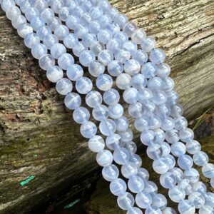 Natural Soft  Translucent Blue Lace Agate round beads 6mm approx handcut / 1mm hole