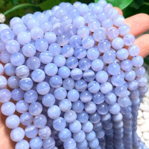 Natural Aaaa Blue Lace Agate Smooth Round Beads Loose Gemstone Crystal For Jewelry Making 4mm 6mm 8mm 10mm 12mm Semi Precious Stone Beads.
