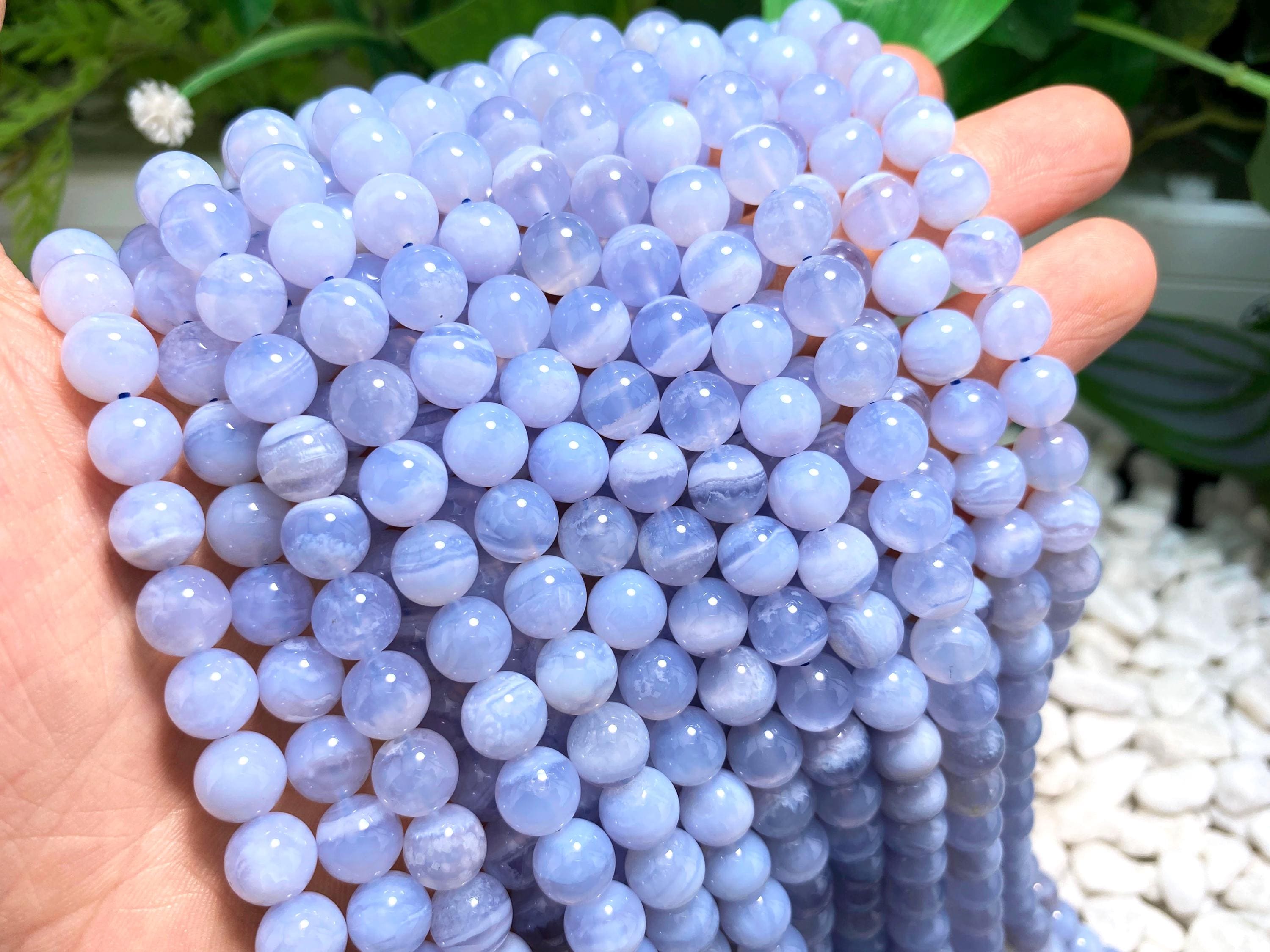 Natural Aaaa Blue Lace Agate Smooth Round Beads Loose Gemstone Crystal For Jewelry Making 4mm 6mm 8mm 10mm 12mm Semi Precious Stone Beads.