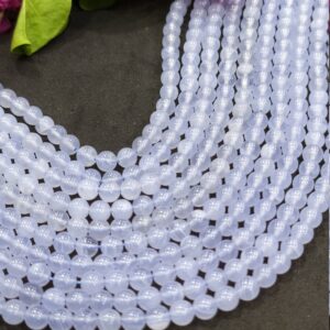 New Brand- Top Quality Blue Lace Agate Smooth Round Gemstone Beads, 5-5.5 mm Small Beads, 16 Inches Crazy Lace Agate Beads