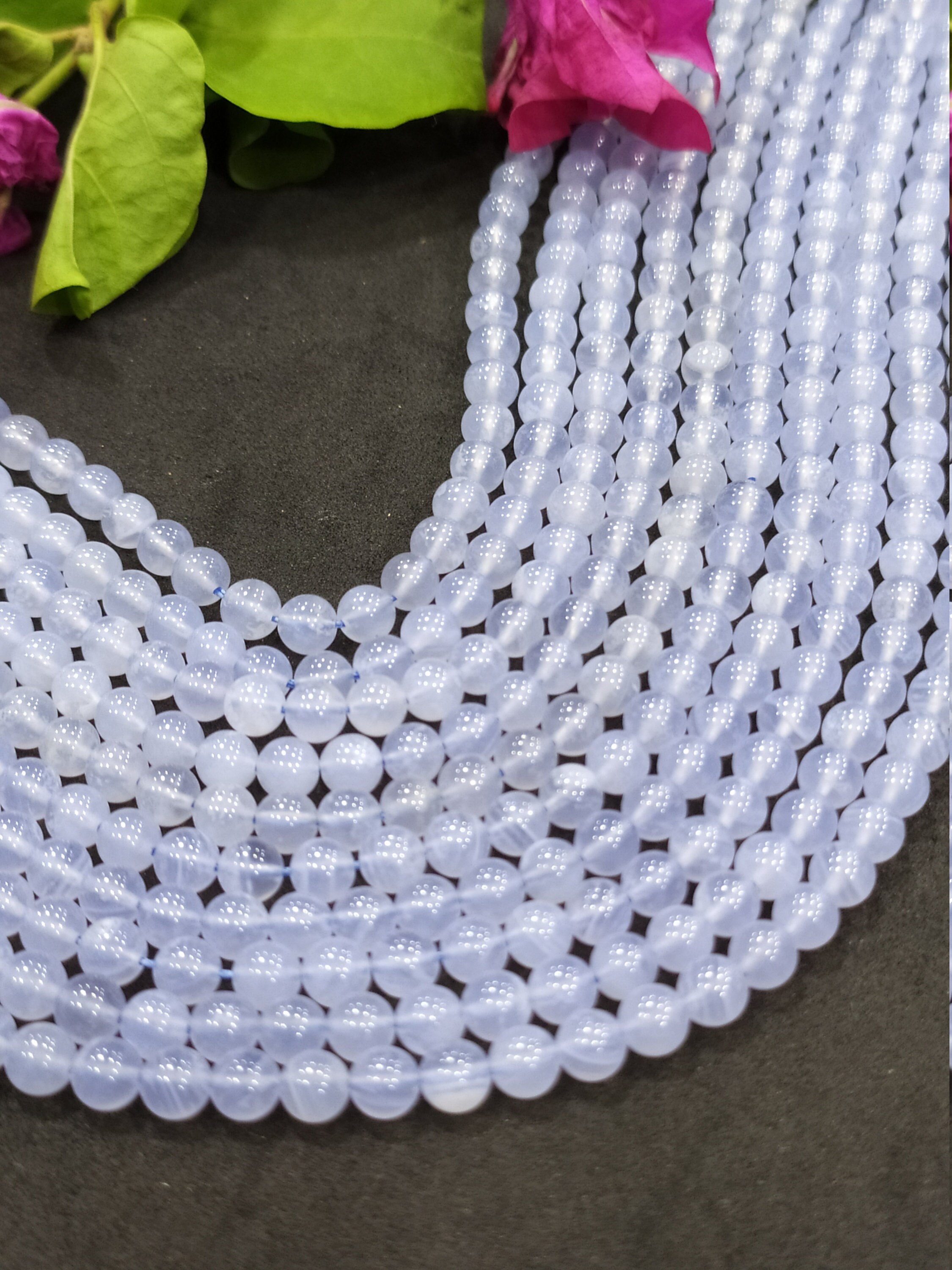 New Brand- Top Quality Blue Lace Agate Smooth Round Gemstone Beads, 5-5.5 Mm Small Beads, 16 Inches Crazy Lace Agate Beads