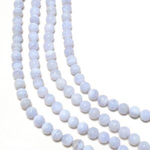 Blue Lace Agate Plain Round Beads, 8mm Plain Light Blue Lace Agate Gemstone Beads, 14 Inch Strand, Gds2200
