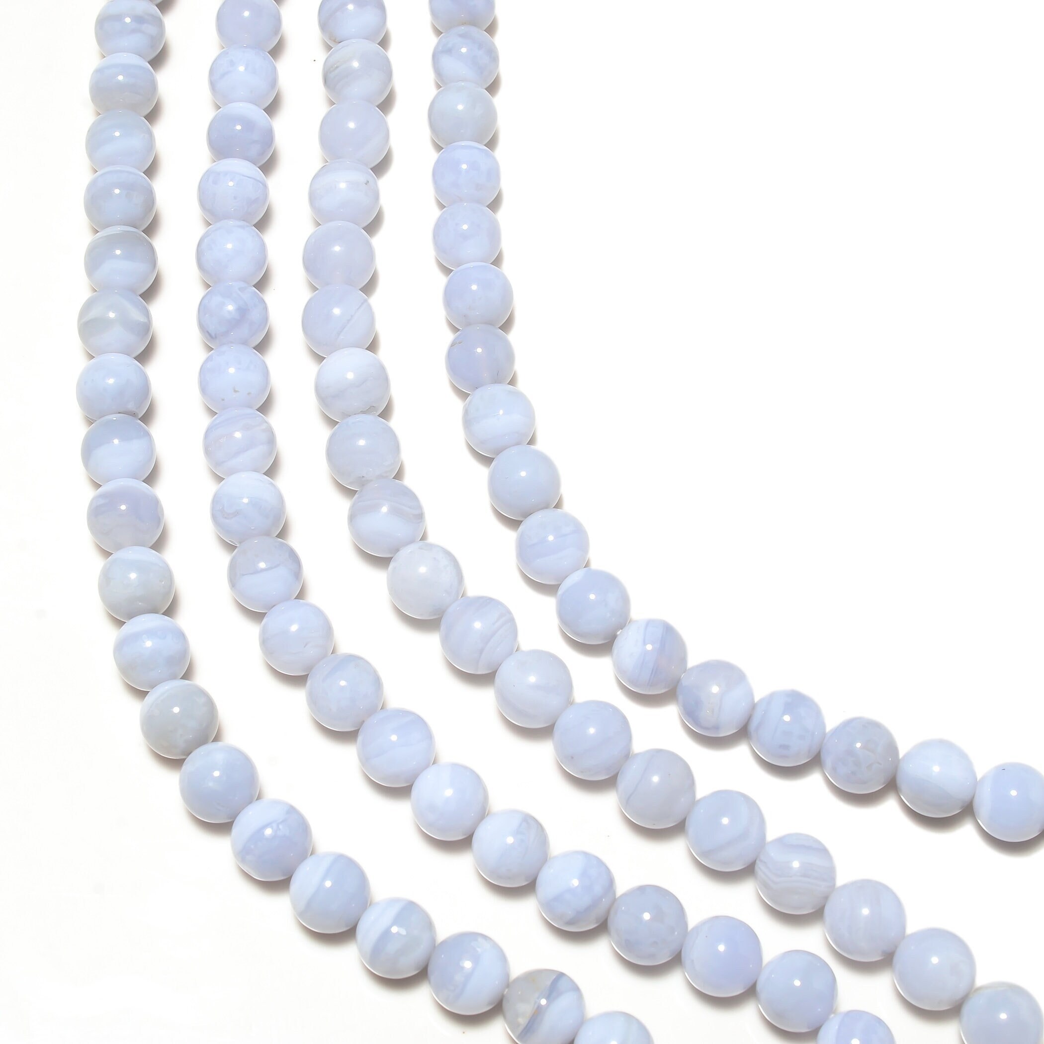 Blue Lace Agate Plain Round Beads, 8mm Plain Light Blue Lace Agate Gemstone Beads, 14 Inch Strand, Gds2200