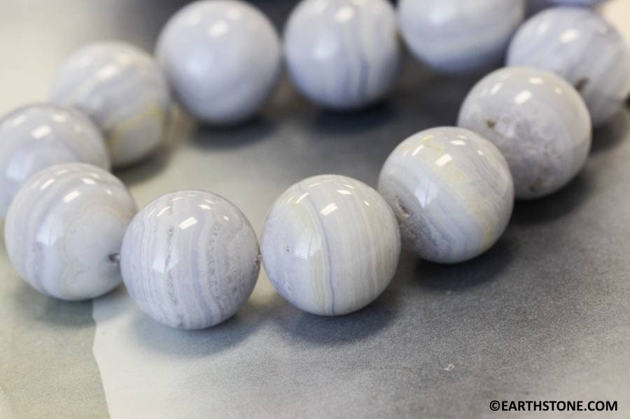 Xl/ Blue Lace Agate 20mm/ 18mm Round 16" Strand Natural Gemstone Beads For Jewelry Making