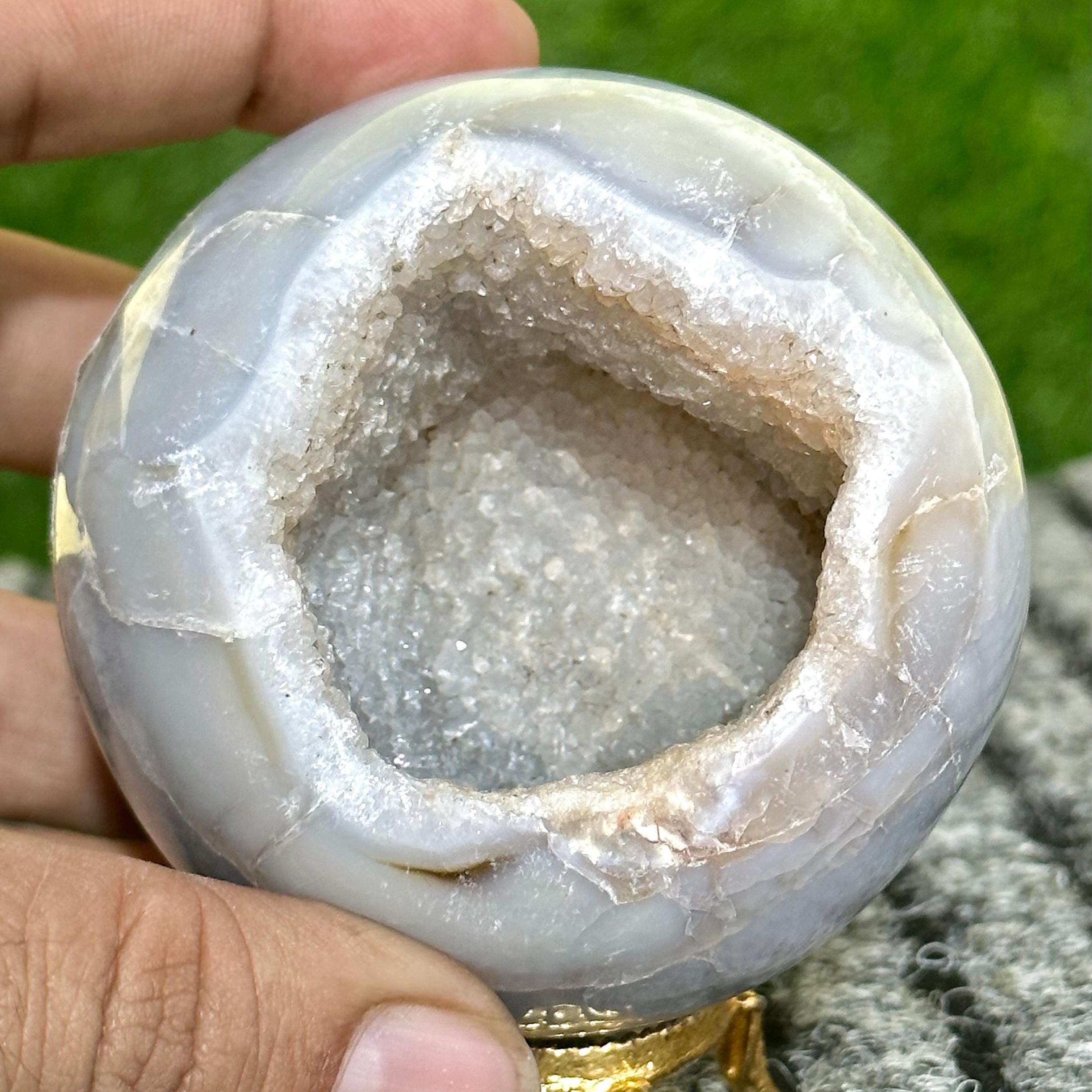 Huge 80mm Blue Lace Agate Sphere: Healing Crystal Reiki Stone