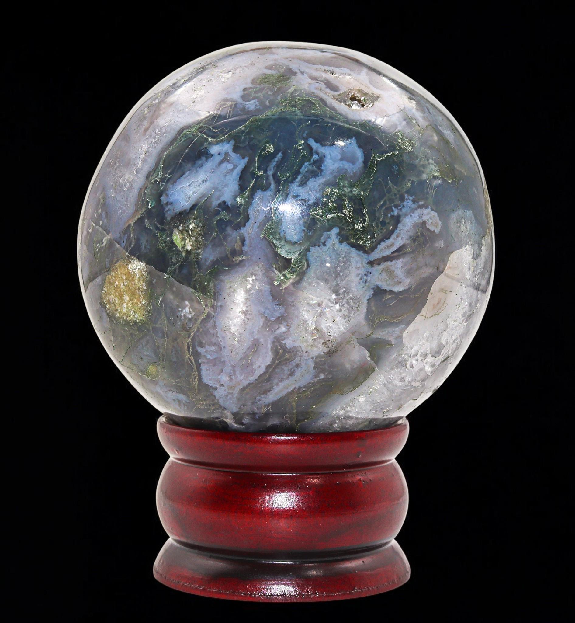 90mm Blue Lace Agate Sphere: Natural Healing Crystal, Chakra Balancing