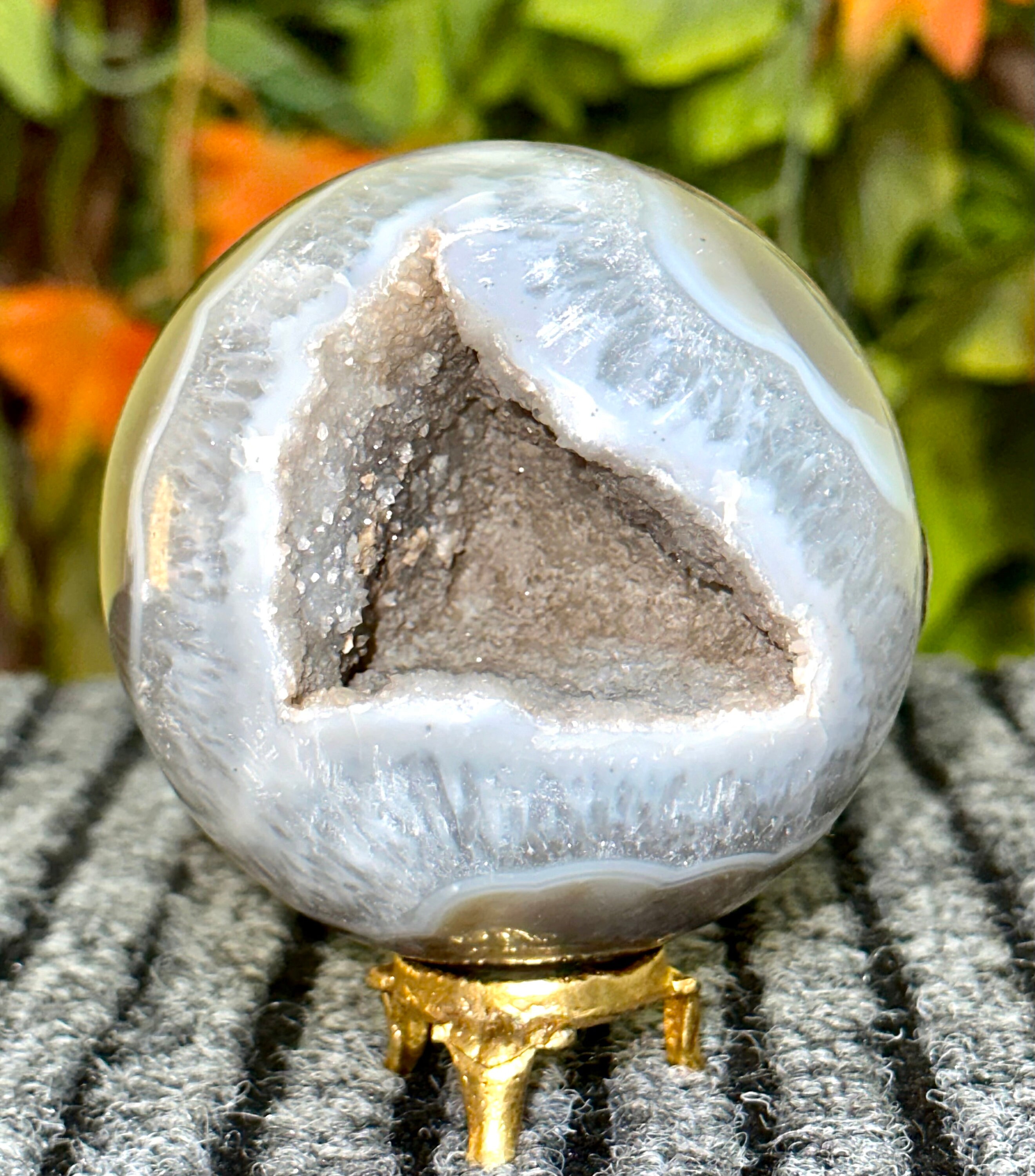 Large Blue Lace Agate Druzy Sphere – Crystal Healing Display Stone